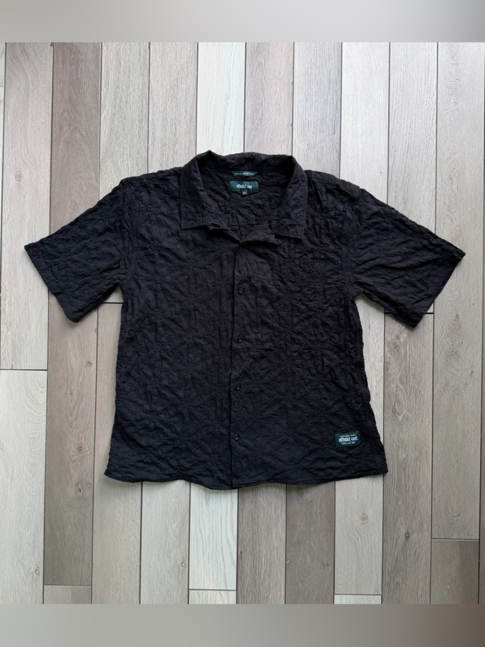 AFIELD OUT textured short sleeve cotton button-up shirt (Men’s)